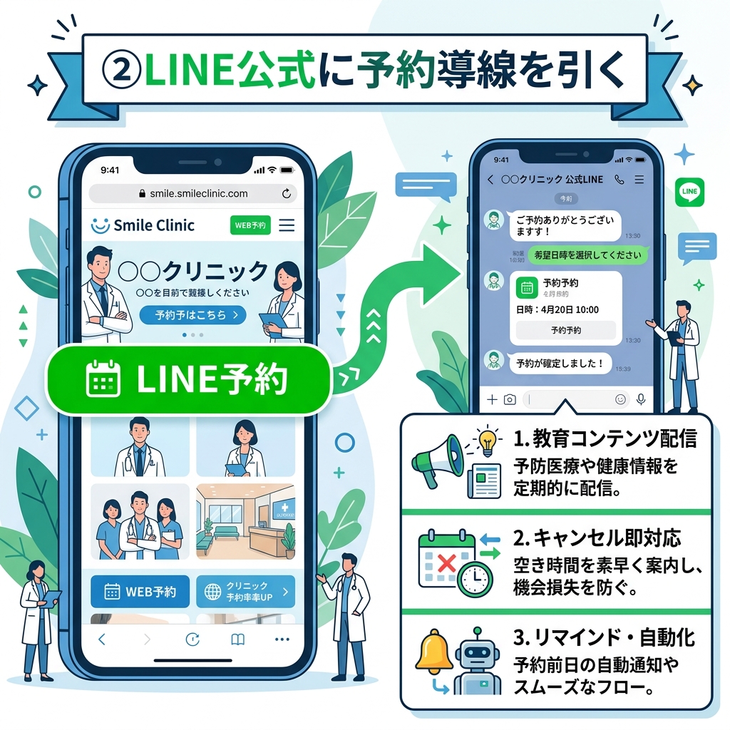 ②LINE公式に予約導線を引く