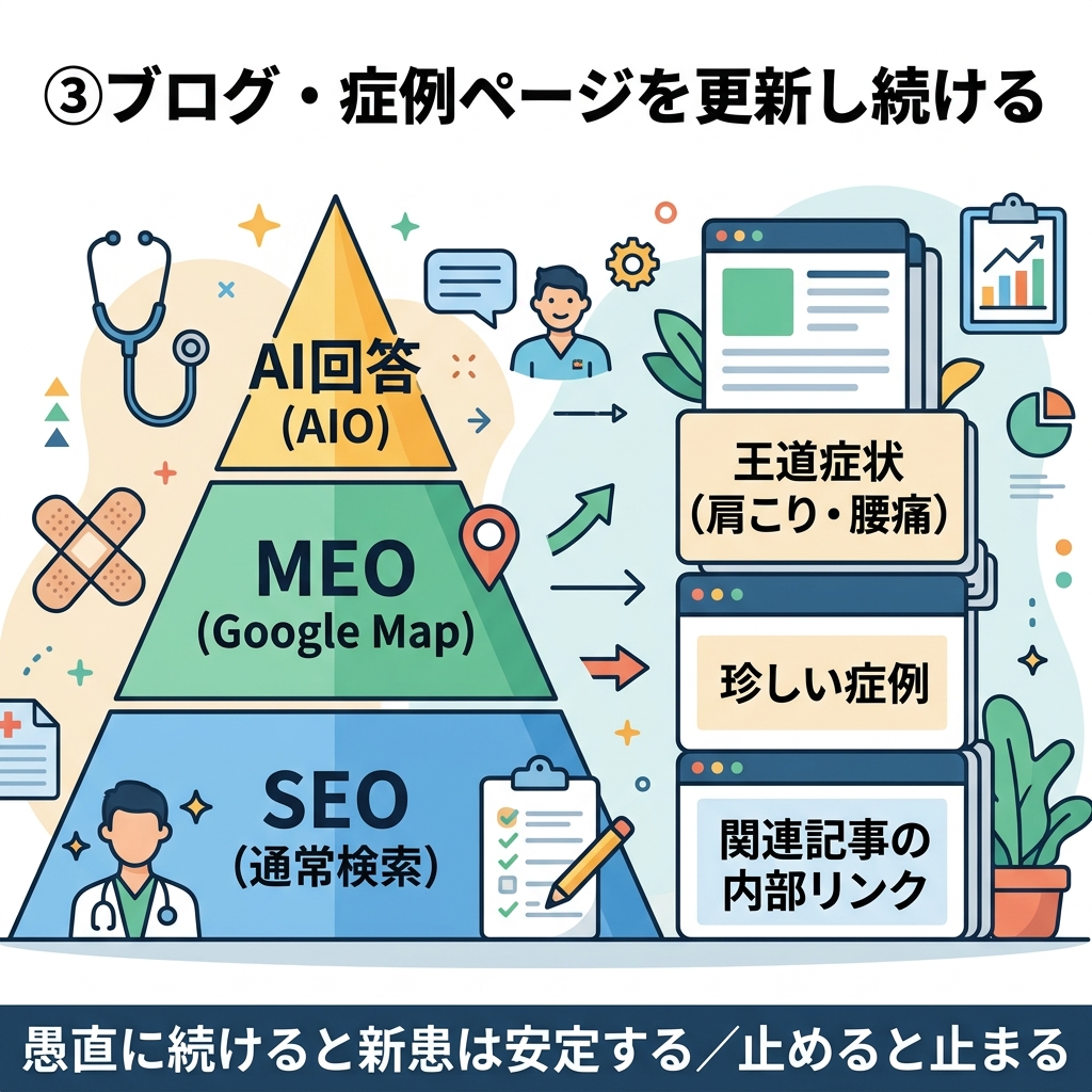 ③ブログ・症例ページを更新し続ける