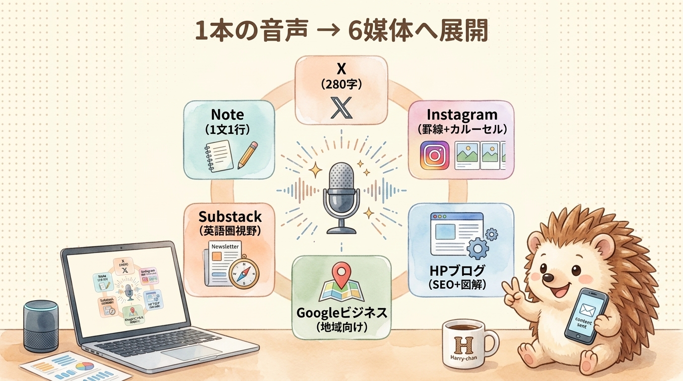 1本の音声から多媒体に派生展開