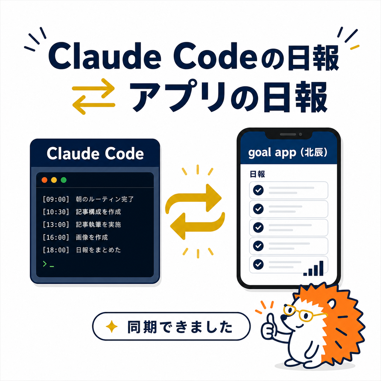 Claude Codeの日報と、目標達成アプリの日報を同期