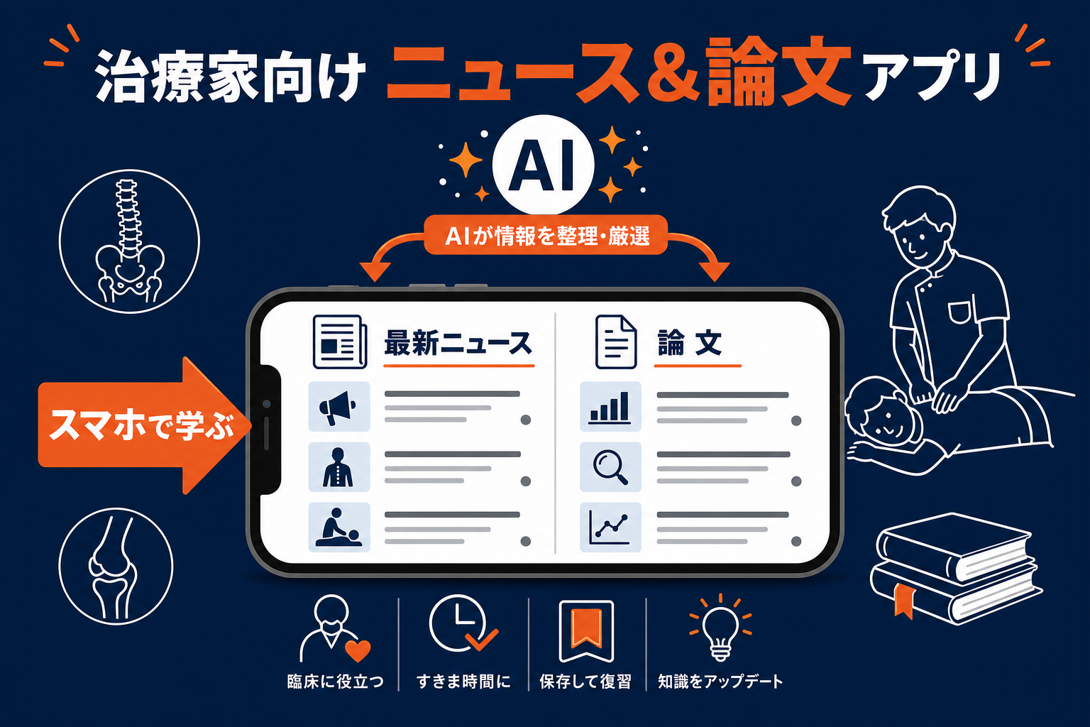 治療に使えるニュースと論文を、スマホで学べる自分仕様のアプリに